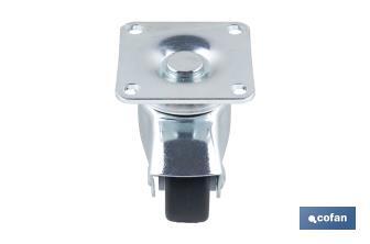 Rueda de goma gris con placa giratoria | Diámetros desde 30 mm hasta 40 mm | Para pesos desde 25 kg hasta 32 kg - Cofan