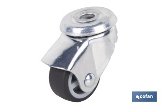 Rueda de goma gris para tornillo pasante | Diámetros desde 30 mm hasta 75 mm | Para pesos desde 25 kg hasta 45 kg - Cofan