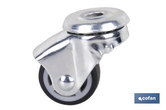 Rueda de goma gris para tornillo pasante | Diámetros desde 30 mm hasta 75 mm | Para pesos desde 25 kg hasta 45 kg - Cofan