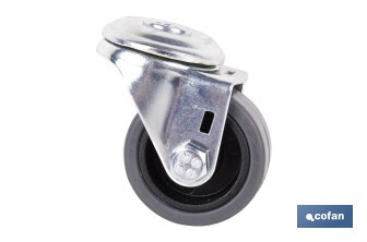 Rueda de goma gris para tornillo pasante | Diámetros desde 30 mm hasta 75 mm | Para pesos desde 25 kg hasta 45 kg - Cofan