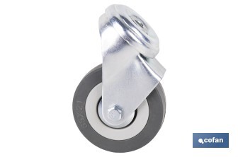 Rueda de goma gris para tornillo pasante | Diámetros desde 30 mm hasta 75 mm | Para pesos desde 25 kg hasta 45 kg - Cofan
