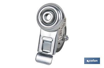 Rueda de goma gris con freno de metal para tornillo pasante | Diámetros desde 50 mm hasta 75 mm | Para pesos desde 36 kg hasta 45 kg - Cofan