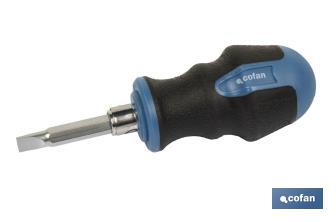 Double ended stubby Phillips and slotted screwdriver PH2 | Available lengths in 38 and 100mm | Ø6mm shank - Cofan