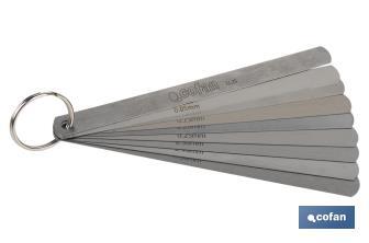Galgas de espesores con 8 y 18 hojas | Medidor de espesores | Con medidas de espesor desde 0.05 mm hasta 1,0 mm - Cofan