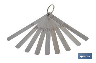Galgas de espesores con 8 y 18 hojas | Medidor de espesores | Con medidas de espesor desde 0.05 mm hasta 1,0 mm - Cofan