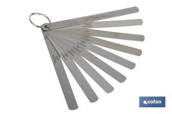 Galgas de espesores con 8 y 18 hojas | Medidor de espesores | Con medidas de espesor desde 0.05 mm hasta 1,0 mm - Cofan