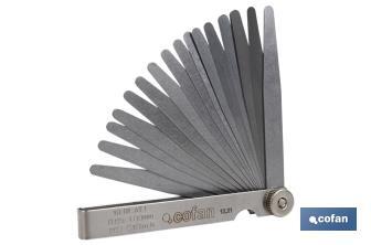 Feeler gauge 18 blades | Gap measuring tool | Available thicknesses from 0.002 to 0.040mm - Cofan