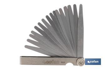 Feeler gauge 18 blades | Gap measuring tool | Available thicknesses from 0.002 to 0.040mm - Cofan