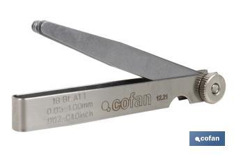 Feeler gauge 18 blades | Gap measuring tool | Available thicknesses from 0.002 to 0.040mm - Cofan