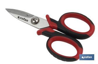 Tijeras de electricista profesional | Con longitud 150 mm  | Con hueco especial para pelar y cortar cable - Cofan