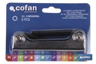 Set of hex keys | 6 pieces | Content: 2.5 - 3 - 4 - 5 - 6 - 8 - Cofan