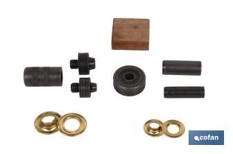 Kit completo de Ojetes y Ollaos | Diámetros de 10 y 12 mm | Apto para montajes - Cofan