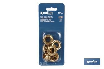 Kit de 12 sets de ojetes | Diámetros de 12 mm | Apto para montajes - Cofan