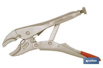 Vice grips with curved jaws | With wire cutter | Available in various lengths: from 4" to 10" - Cofan