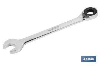 Combination spanner with reversible ratchet | Size from 8 to 32mm | Polished steel - Cofan
