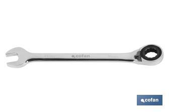 Combination spanner with reversible ratchet | Size from 8 to 32mm | Polished steel - Cofan