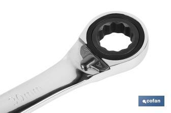 Combination spanner with reversible ratchet | Size from 8 to 32mm | Polished steel - Cofan