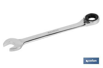 Combination spanner with reversible ratchet | Size from 8 to 32mm | Polished steel - Cofan