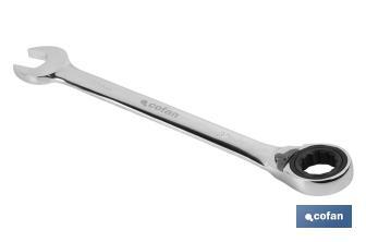 Combination spanner with reversible ratchet | Size from 8 to 32mm | Polished steel - Cofan