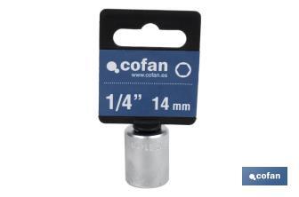 1/4" Drive socket | 6-point socket head | Size from 4 to 14mm - Cofan