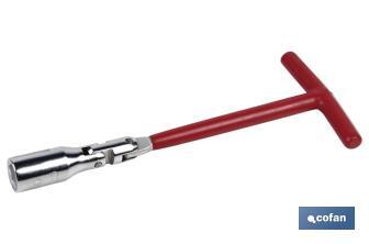 Spark plug wrench | Non-slip red handle | Size: 5/8" and 13/16" - Cofan