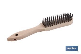 Brosse métallique pour soudures | Plusieurs lignes | Acier avec manche en bois - Cofan