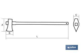 Splitting maul with glass fibre handle | Weight: 2,700 grams | Length: 900mm - Cofan