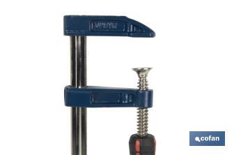 Serre-joint de fixation | Type F | Dimension de la largeur intérieure de 50 jusqu'à 120 mm | Ouverture de 150 jusqu'à 400 mm - Cofan