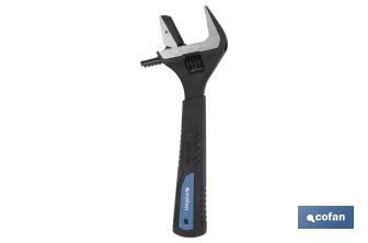 Llave ajustable reversible de gran apertura | Con moleta central. Mango fabricado en goma de gran confort | Medidas 8" (200 mm) - Cofan
