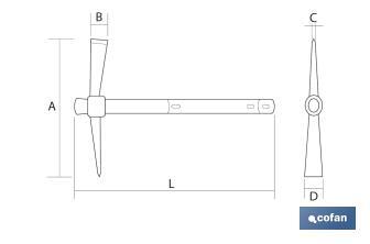 Pick or pickaxe | Fibreglass handle | Weight: 500g - Cofan