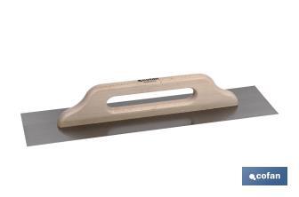 Extra-long micro-concrete trowel | Size: 500 x 120 x 0.4mm | Stainless steel | Wooden handle - Cofan