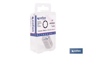 Adaptador de portavasos 1/2" para vasos de 1/4" | Longitud: 72 mm | Acero Cromo Vanadio - Cofan