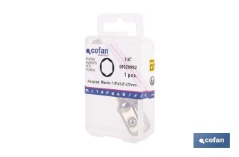 Adaptador de portavasos 1/2" para vasos de 1/4" | Longitud: 72 mm | Acero Cromo Vanadio - Cofan