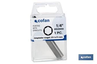 Adaptador porta puntas Imantado | Medidas 1/4 x 75 x 11 mm  | Cambio de puntas imantado - Cofan