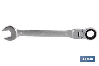 Head ratchet spanner with 180° rotating head | Chrome-vanadium steel | Size: 24mm - Cofan