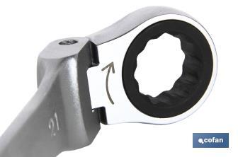 Head ratchet spanner with 180° rotating head | Chrome-vanadium steel | Size: 24mm - Cofan