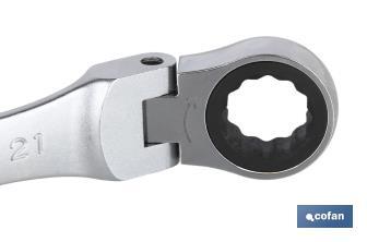 Head ratchet spanner with 180° rotating head | Chrome-vanadium steel | Size: 24mm - Cofan