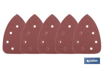 Hojas de lija para lijadora de detalle (Mouse) | Pack de 5 hojas de lija triangulares | Material: óxido de aluminio | Disponibles en diferentes granos - Cofan
