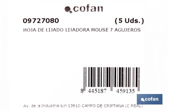 Hojas de lija para lijadora de detalle (Mouse) | Pack de 5 hojas de lija triangulares | Material: óxido de aluminio | Disponibles en diferentes granos - Cofan