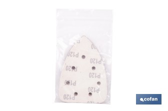 Hojas de lija para lijadora de detalle (Mouse) | Pack de 5 hojas de lija triangulares | Material: óxido de aluminio | Disponibles en diferentes granos - Cofan