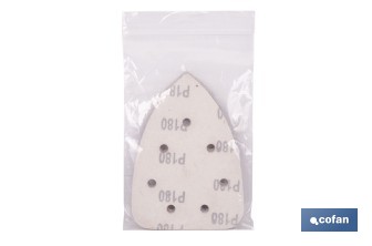 Hojas de lija para lijadora de detalle (Mouse) | Pack de 5 hojas de lija triangulares | Material: óxido de aluminio | Disponibles en diferentes granos - Cofan
