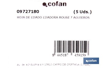 Hojas de lija para lijadora de detalle (Mouse) | Pack de 5 hojas de lija triangulares | Material: óxido de aluminio | Disponibles en diferentes granos - Cofan