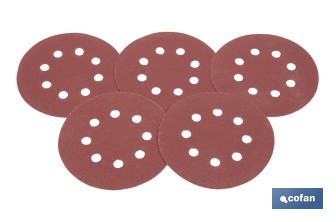 Discos de lija para lijadora Orbital | Pack de 5 hojas de lija redondas | Material: óxido de aluminio | Disponibles en diferentes granos - Cofan