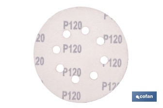 Discos de lija para lijadora Orbital | Pack de 5 hojas de lija redondas | Material: óxido de aluminio | Disponibles en diferentes granos - Cofan