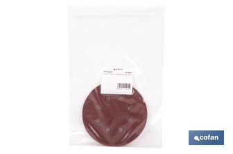 Discos de lija para lijadora Orbital | Pack de 5 hojas de lija redondas | Material: óxido de aluminio | Disponibles en diferentes granos - Cofan
