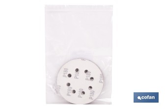 Discos de lija para lijadora Orbital | Pack de 5 hojas de lija redondas | Material: óxido de aluminio | Disponibles en diferentes granos - Cofan