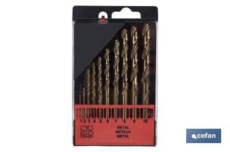 HSS-Co drill bit case | Set of 10 drill bits | Suitable for stainless steel and hard metal | Available in different diameters - Cofan