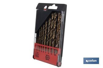 Estuche de 10 brocas HSS-Co | Adecuadas para acero inoxidable y metal duro | Varios diámetros - Cofan