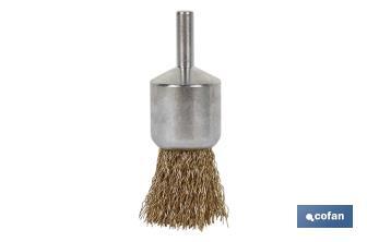 Crimped end wire brush, brass-plated steel - Cofan