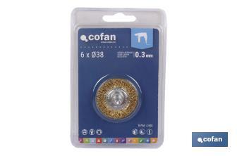 Crimped wire wheel, brass-plated steel - Cofan